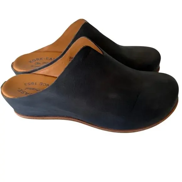 Kork-Ease Original Black Leather Clog Mules Women’s Size 7.5 Slip-On Comfort