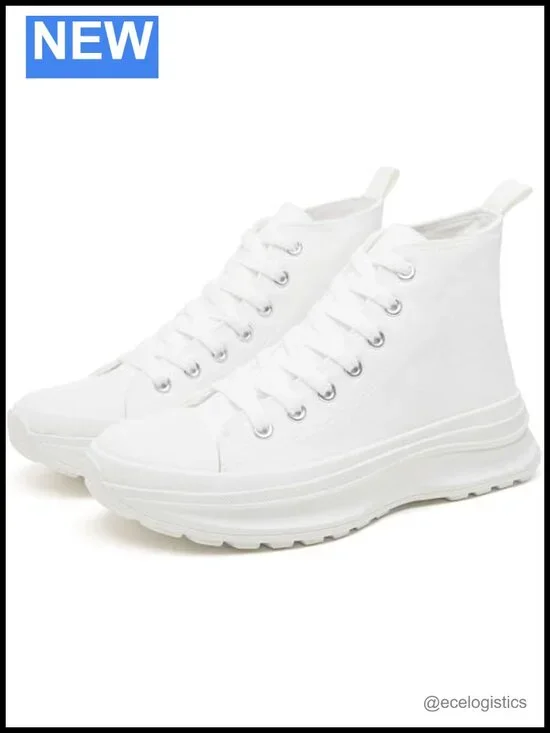 High Top Canvas Platform Sneakers - Classic Casual Comfortable Shoes