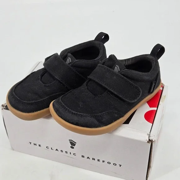 Splay Explore 2.0 Shale Kids Barefoot Shoes Black Canvas Gum Sole C8 EUR 24