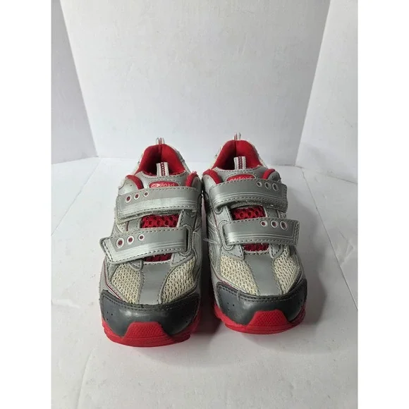 Pediped Flex Silver Red Grey Athletic Sneakers Kids Size EU 30‎ Hook Loop Straps