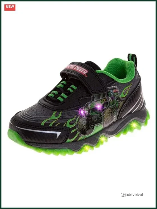 Kids Monster Truck LED Light Up Sneakers Toddler Boy Athletic Shoes