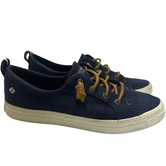 Sperry Topsider Women's 7 Pier Wave Canvas Boat Shoe ST585104 Memory Foam Navy