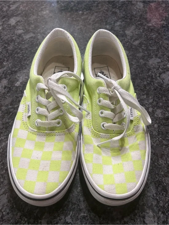Women’s or men’s Vans Lime and White Checkerboard Low Top Sneakers