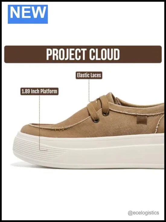 Canvas Platform Loafers with High Density Foam Insole