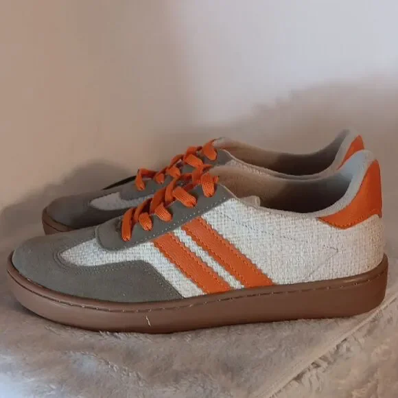 Men's Gray and Orange Casual Sneakers