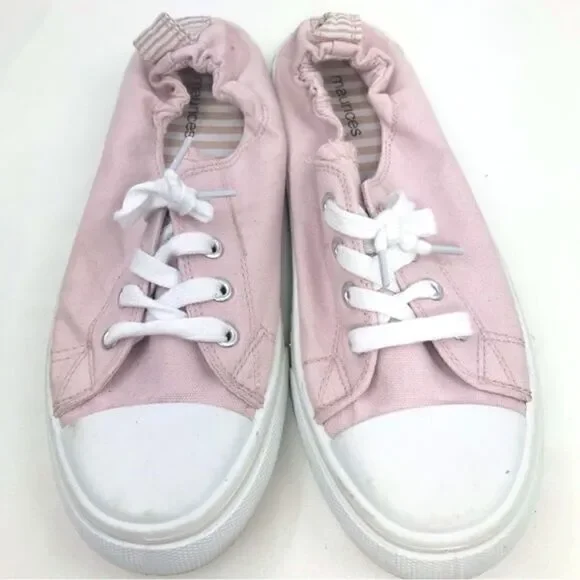 Maurices MACY Pastel Pink Slip On Lace Up Sneakers