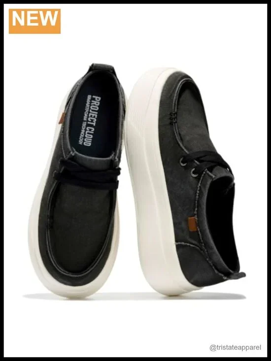 Canvas Platform Loafers Slip On Sneakers with High Density Foam Insole