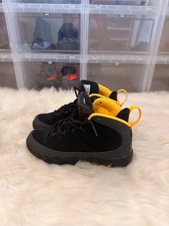Jordan 9 Black and Yellow Sneakers