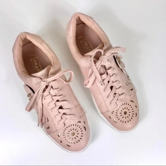 Nanette Lepore Wesley Blush Gold Floral Sneakers