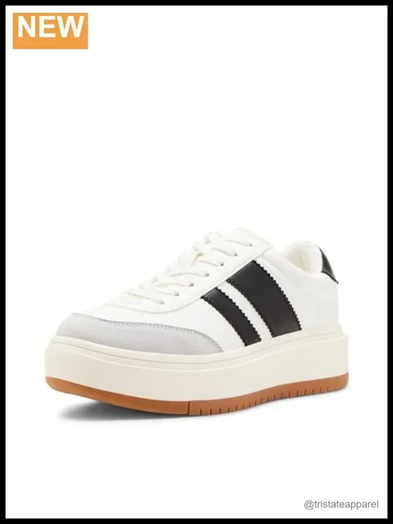 Trendy Platform Sneakers with Cushioned Footbed - Lace Up