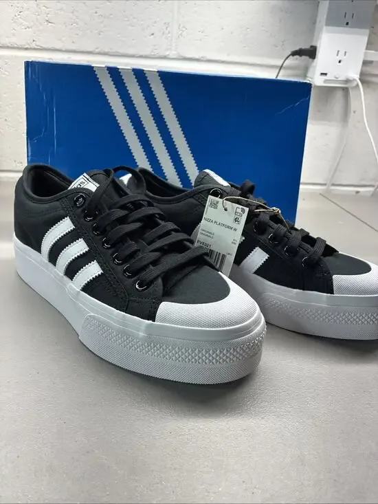 Adidas Nizza Platform FV5321 Women’s Size 10 Black White New With Box Shoes