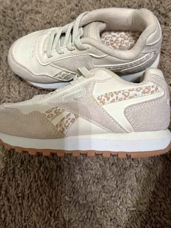 Classic Neutral Kids Lace-Up Sneaker with Leopard Accent