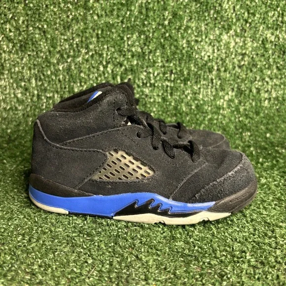 Jordan 5 Retro Racer Blue Suede High Top Basketball Sneaker‎ Black Toddler 8C