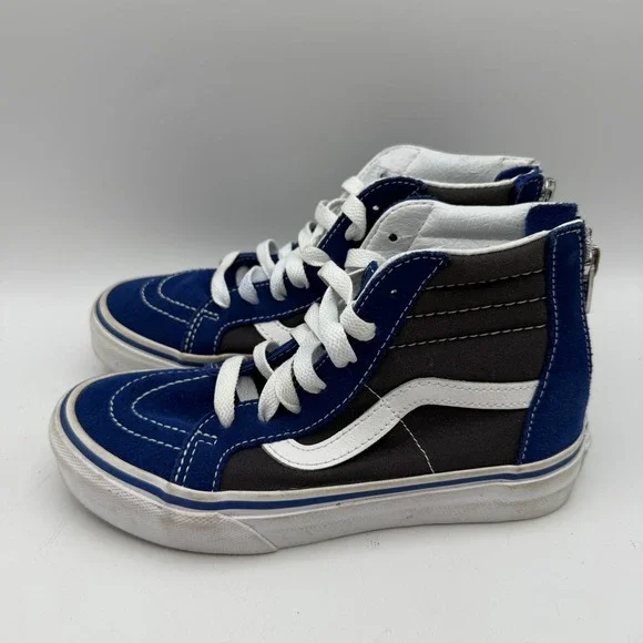 Vans Sk8-Hi Reissue Sneakers Kids 1.5 Blue Grey High Top Back Zip Shoes