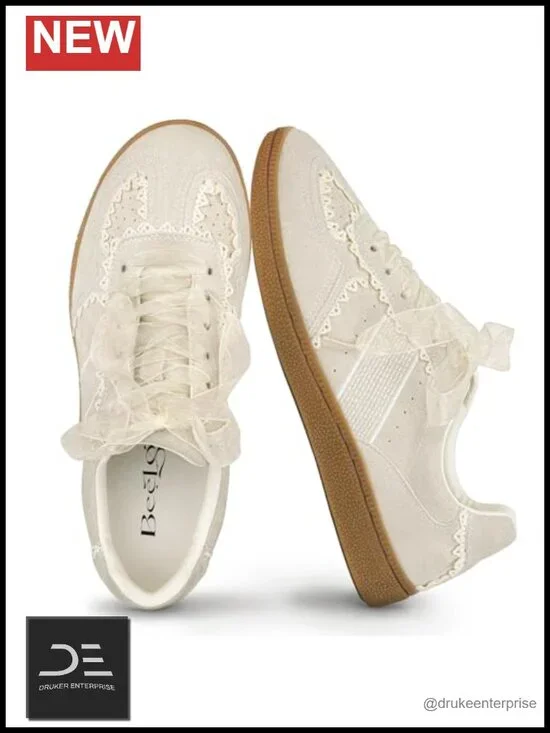 Suede Lace-Up Sneakers with Memory Foam Insole Interchangeable Laces
