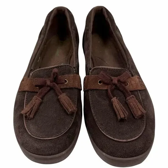 Grasshoppers Brown Suede Tassel Moccasin Loafers Comfort Flats Shoes Sz 7.5M