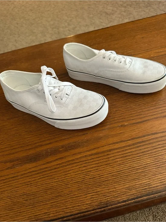 Vans White Checkerboard Low-Top Canvas Sneakers
