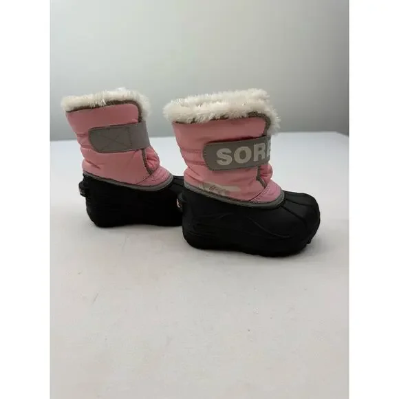 Sorel Pink Girls Toddler Winter Snow Boots‎ Waterproof Faux Fur Size 7