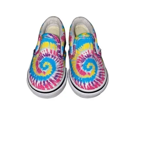 Vans Toddler Slip On Rainbow Tie Dye Shoes. Size