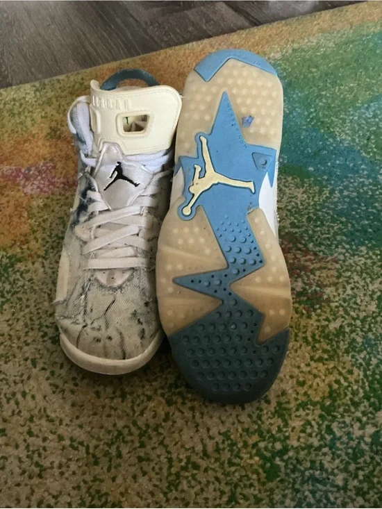 Jordan Kids White & Light Blue Basketball Sneakers