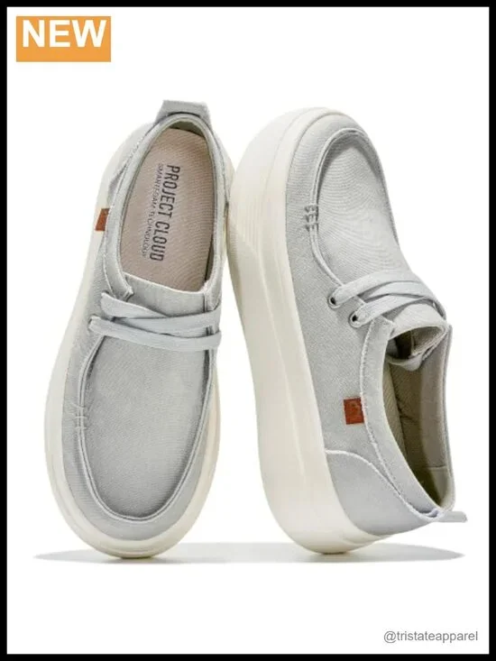 Canvas Platform Loafers Women's Slip On Sneakers High Density Foam Insole