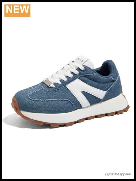 Platform Fashion Sneakers Lace-Up Casual Walking Tennis Shoes