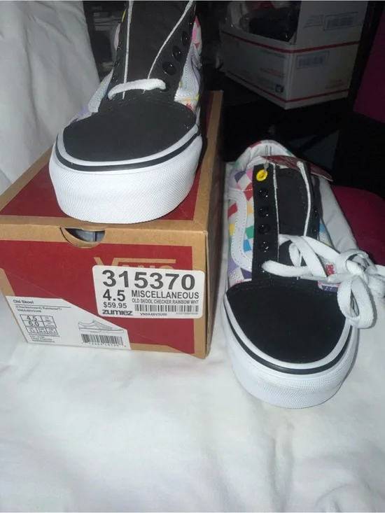 Vans Old Skool Checkerboard Rainbow - Black & White with Multicolor