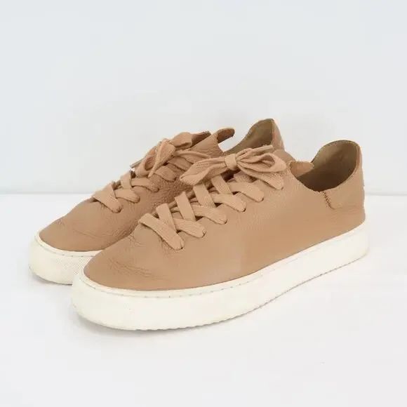 Sam Edelman Poppy Lace Up Leather Sneaker Camel Size 7.5
