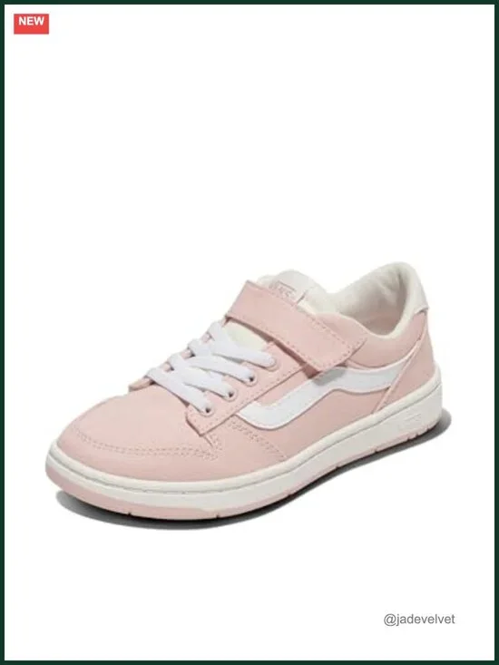 Girls Retro Court Fashion Sneakers with No-Tie Elastic Laces and Hook-and-Loop