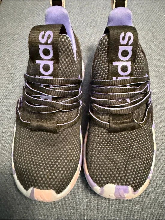 adidas Black & Lavender Slip-On Knit Sneakers