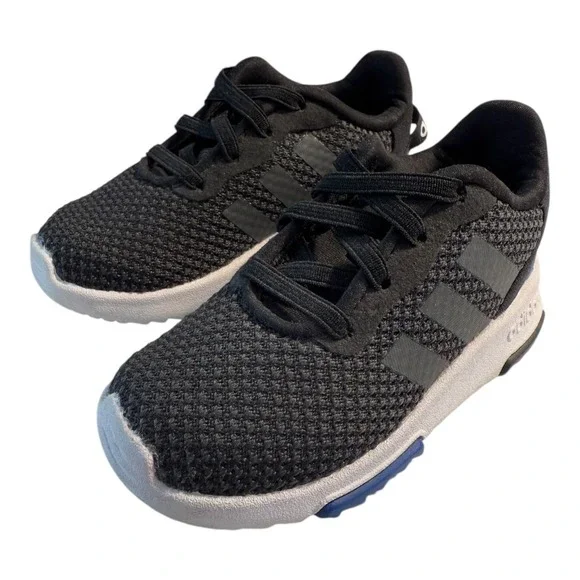 Adidas Kids Black Mesh Lace Up Athletic Running‎ Shoes Sneakers Size 7K