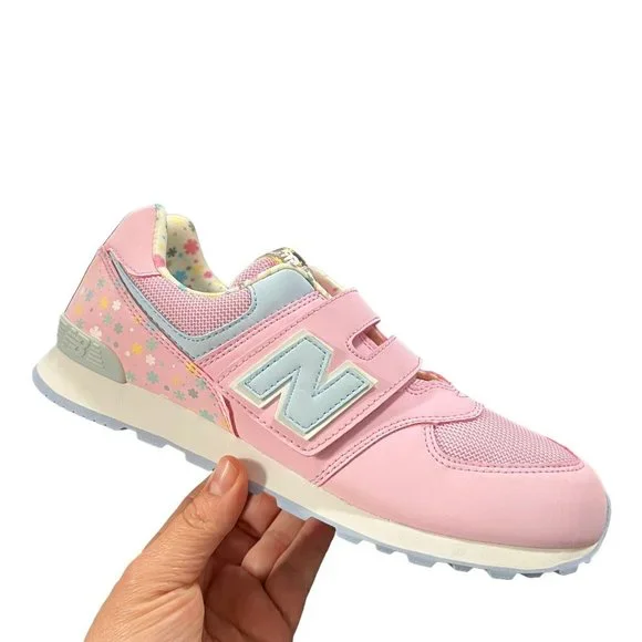 New Balance Kids Pink and Light Blue Velcro Sneakers