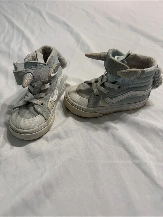 Vans Kids' Light Gray and White Unicorn High-Top Sneakers