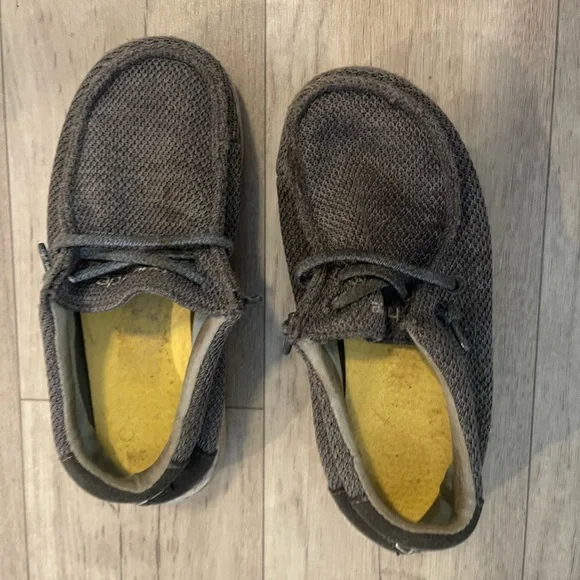Hey dude gray blue slip on shoes toddler kid boy 12