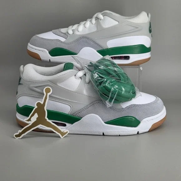 Jordan Stadium 90 Sneakers‎ Boys 6Y White Grey Lucky Green Low Top Gum Sole New