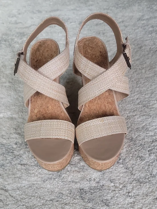 Women’s Strappy Cork Wedge Sandals - Beige
