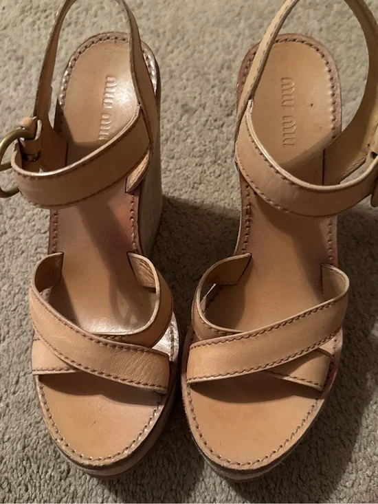 Miu Miu Suede and Leather Wedges Size 37