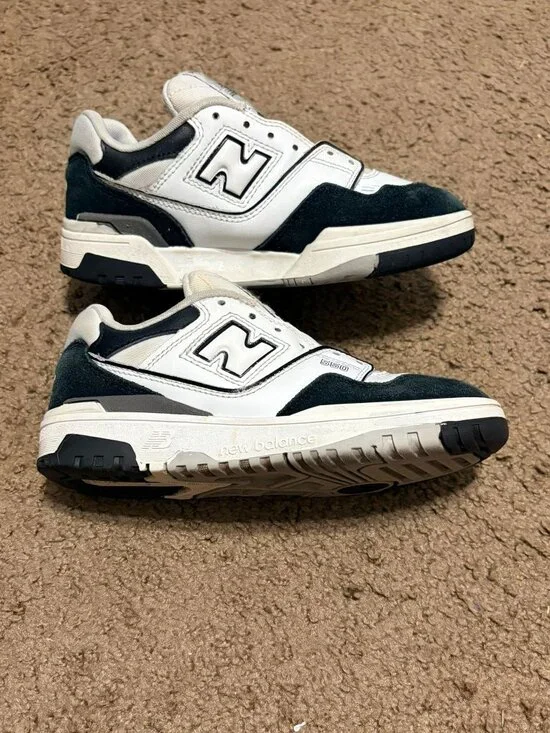 Boys Unisex Kids New Balance 550 'White Black Rain Cloud' Sneakers Size 1 1Y