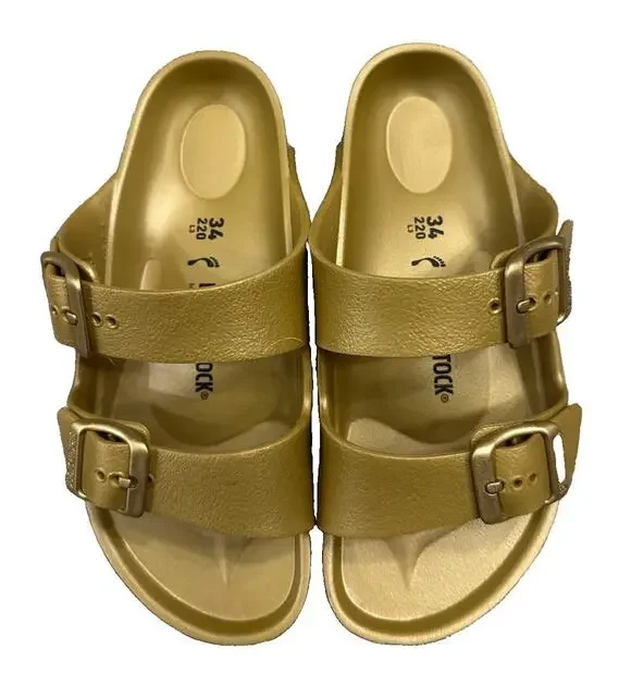 Birkenstock Arizona EVA Metallic Gold Sandals | Size EU 34 / US Kids 3