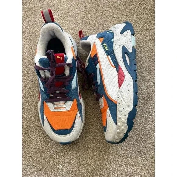 Puma RS Orange White Blue Lace Up Athletic‎ Shoes US Size 4