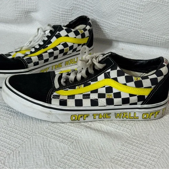 Vans SpongeBob Squarepants Old Skool Sneakers Iconic Checkerboard ‎ 7M 8.5W