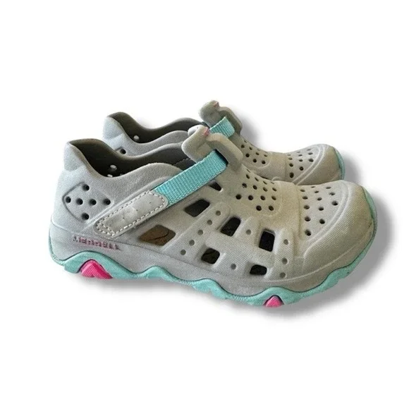 Merrell Girl's Hydro Sneaker Select Grip Rubber Water Shoes Gray Pink Sz 12