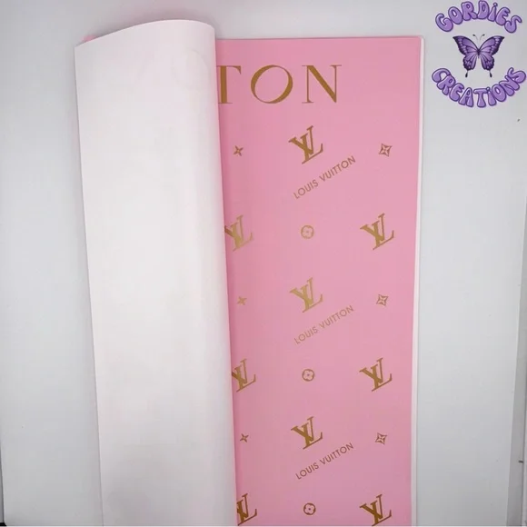 Pink W/ Gold LV Floral Bouquet Wrapping Paper