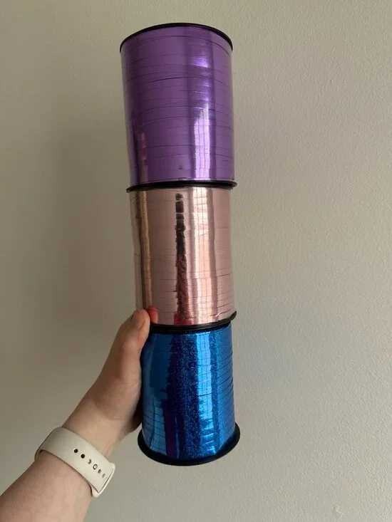 HAYDEN (x3) Metallic Purple Pink Holo Blue Curling Ribbon 3/16