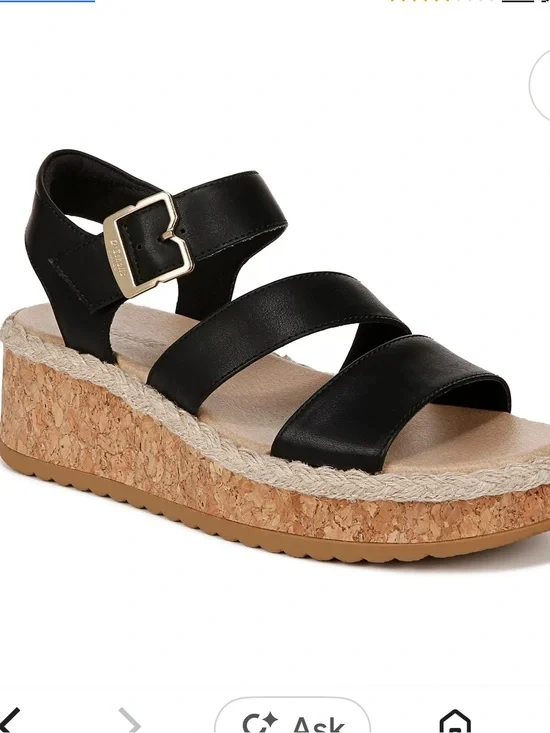 Dr.  Scholls Ellie Black Cork-Platform Wedge Sandals