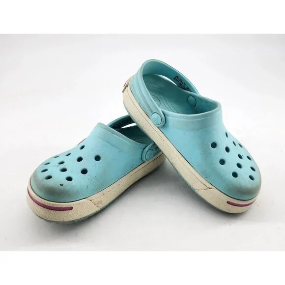 Crocs Kids Crocband ll Slip‎ On Clog Shoes Blue/Pink 11990 Youth Size C10/11