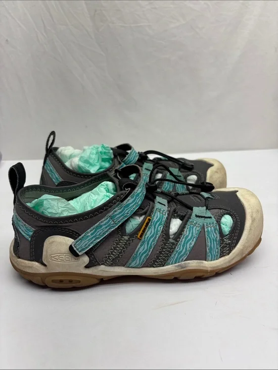 Keen Washable Youth Closed-Toe Sandals in Teal and Gray, SZ 6 big girl, box 71