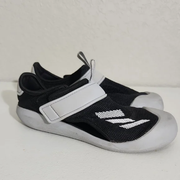 Adidas Water Shoes Size 1 Kids Black Gray Breathable Mesh