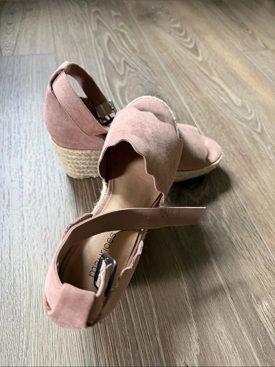 Maurices Blush Pink Suede Espadrille Wedge Sandals