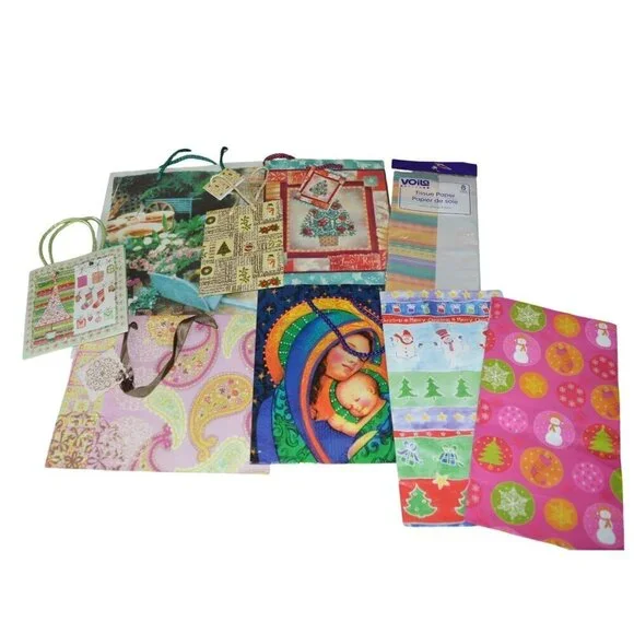 Vintage y2k 9 Piece Gift Bag Tissue Bundle Birthday Christmas All Occasion Party